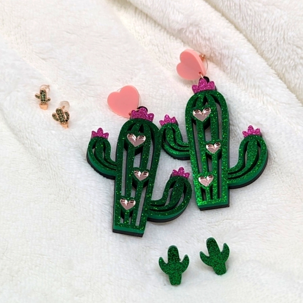 Cactus Earrings Bundle of 3 Desert Stud and Drop